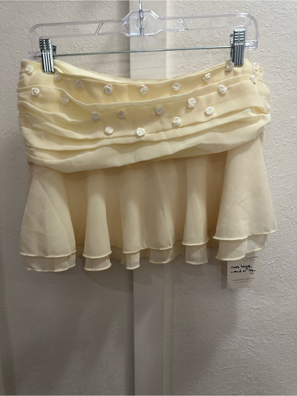 Cream Ruffled Circle Skirt with Rosette Trim